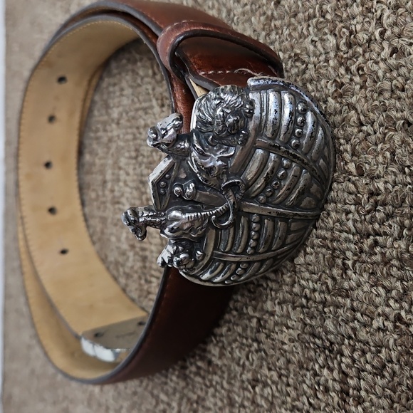 Brighton Accessories - Vintage Brighton Museum Collection Brown Leather Silver Noahs Ark Belt Sz M